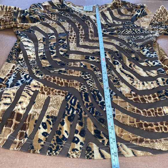 Y2K 2000s 90s Parsley & Sage Animal Print 3/4 sleeve top artsy avant garde L - Picture 5 of 9